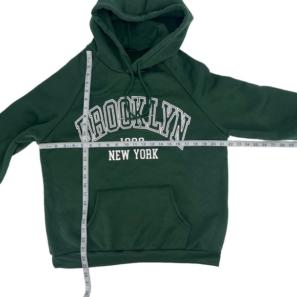 SHEIN Green Brooklyn New York Hoodie Sweatshirt Size Large Women’s - Picture 4 of 4